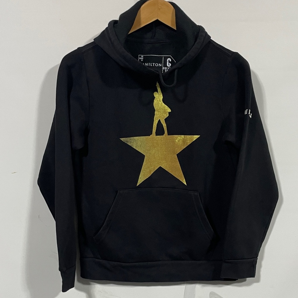 Hamilton Black Hoodie with Gold Star Silhouette Graphic